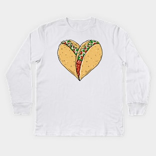 Taco Lovers Heart Kids Long Sleeve T-Shirt